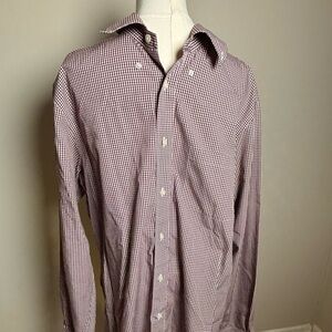 Brooks Brothers Men’s 100% Cotton Shirt Large long sleeve Button Down Red check